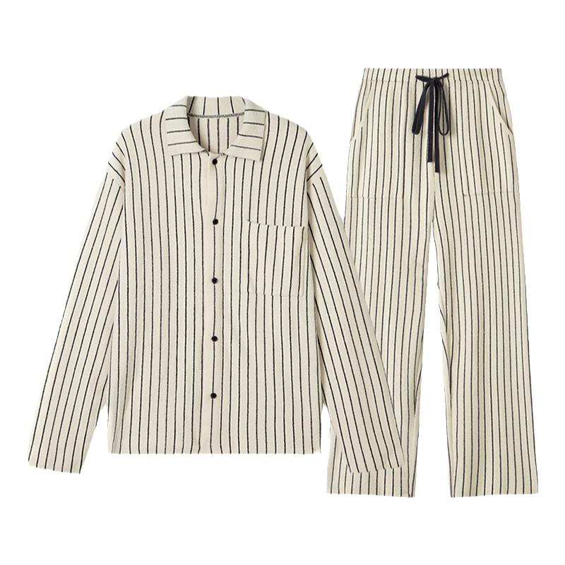 Chilla睫毛纱宽条纹开衫家居服
