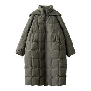 梭家｜拥抱安暖｜匈牙利进口95白鹅绒绿灰色匹马棉长款加厚羽绒服