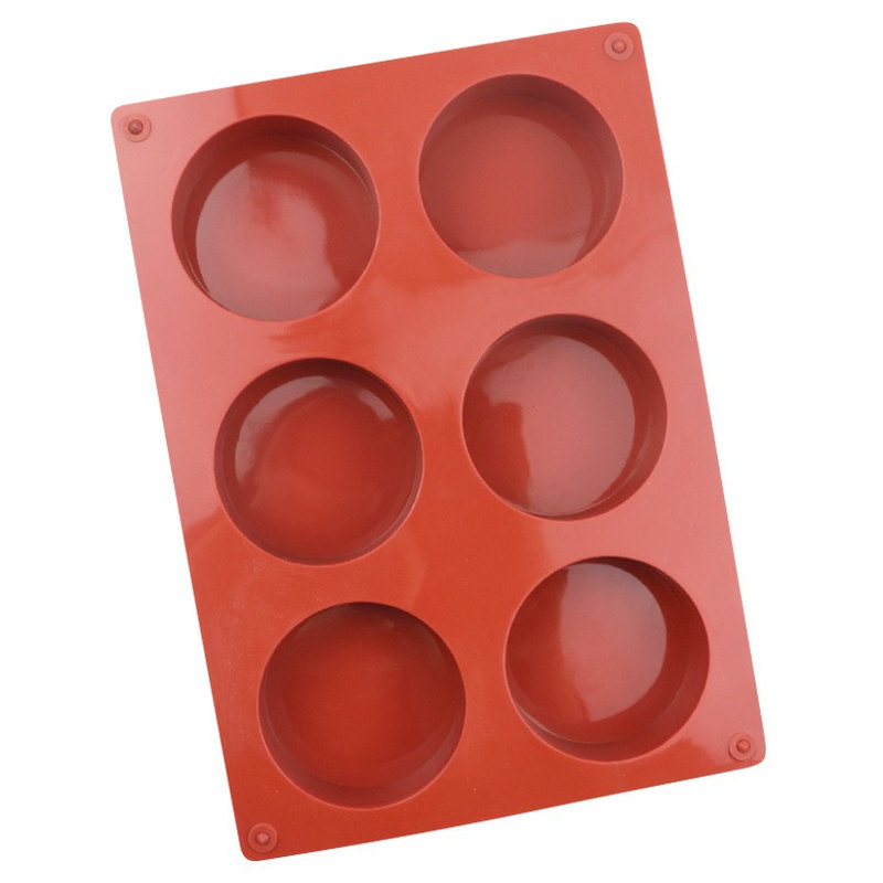 6连圆柱形硅胶模具小蛋糕烘焙法式甜品 家用商用慕斯硅胶磨具圆形