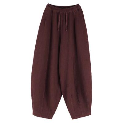 天香缘2026春秋松紧腰棉麻灯笼裤女宽松垂感萝卜裤高腰哈伦裤3699