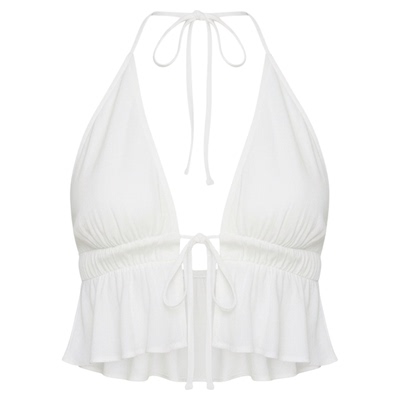 挂脖无袖系带修身上衣