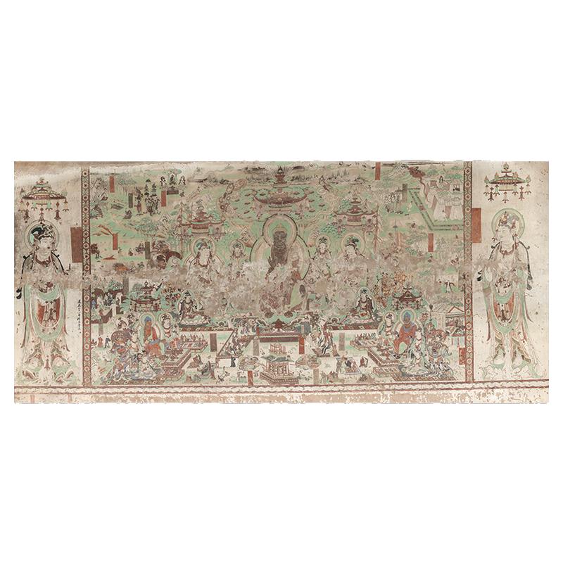 敦煌壁画榆林窟弥勒佛经变图 025窟主室北壁微喷复制装饰临摹画稿