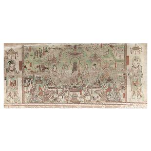 敦煌壁画榆林窟弥勒佛经变图 025窟主室北壁微喷复制装饰临摹画稿