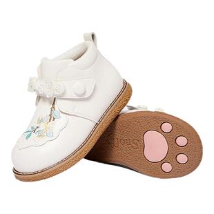 斯纳菲儿童棉鞋女童棉靴加绒国风新年红汉服鞋2025冬季新款公主鞋