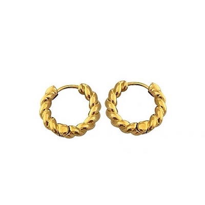 MAGICBOXACC冷淡风质感扭曲金属麻花圈圈小众耳圈耳环女耳饰耳扣