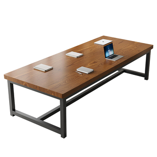 欧式实木会议桌工作台办公长方形多人洽谈桌简约书桌现代咖啡餐桌