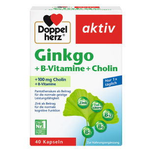 德国双心银杏叶精华胶囊40粒片提取物脑力提升进口记忆片助学习