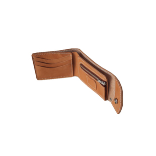 手工皮具枥木短款钱包简约带拉链真币扣手缝短财布牛皮钱夹养牛