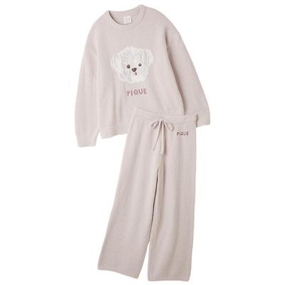 gelato pique25秋冬新品女睡衣套装半边绒曲奇狗长袖PWNT255149
