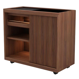 实木移动茶水柜新中式办公室黑胡桃木茶边柜茶桌侧边柜客厅茶台