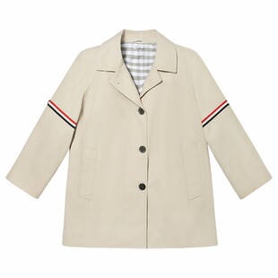 [3期免息]THOM BROWNE 女士罗缎饰臂环条纹风衣外套