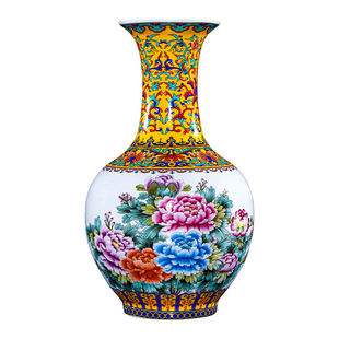 景德镇陶瓷器大号陶瓷花瓶摆件中式客厅插花玄关博古架装饰珐琅彩