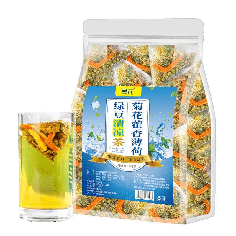 菊花藿香薄荷绿豆清凉茶消暑解暑