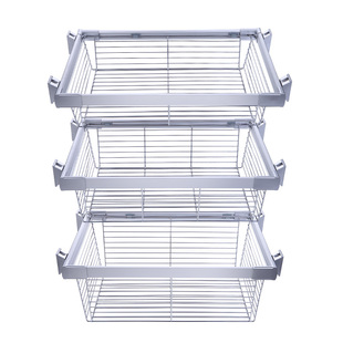 衣柜拉篮抽屉式伸缩裤架内置家用衣帽间收纳分层网篮裤抽金属配件