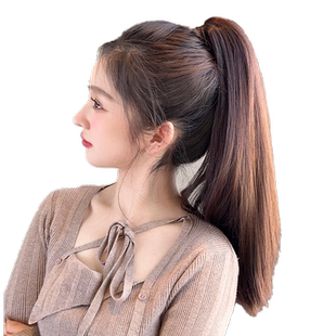 直发马尾假发女抓夹式仿真发高马尾网红可扎短马尾自然无痕假发辫