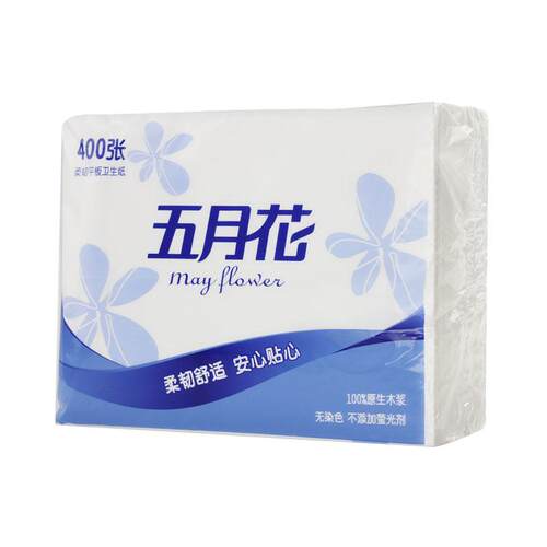 五月花平板压花卫生纸厕所厕纸草纸家用实惠装整箱批特价400张6包