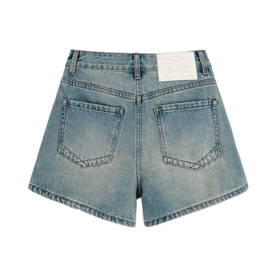 【现货】西草儿6011蓝色牛仔裤女夏高腰宽松美式阔腿a字百搭短裤