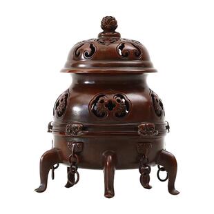 紫铜帝王鼎炉大号盘香炉檀香纯黄铜供奉炉室内家用香薰炉
