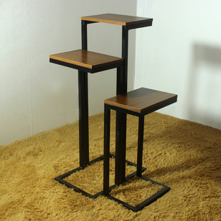 商场展示台展示架服装店高低台包架E花架流水台橱窗展示柜黑色标0