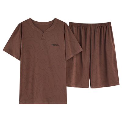 莱赛尔棉夏季睡衣男短袖短裤套装