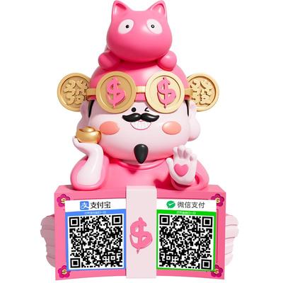 高档财神爷摆件新店开业礼物收银台招财装饰品收钱二维码乔迁礼品