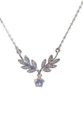 轻奢小众原创叶子水钻锁骨链吊坠