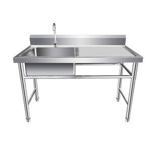 1.2厚国标304不锈钢商用三双水池单槽带平台支架洗碗池洗菜盆家用