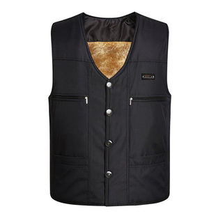 男装休闲马甲中老年男士v领马甲加棉加绒春秋冬保暖背心坎肩厚绒