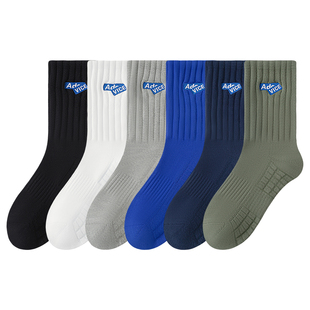 袜子男款纯棉冬季长筒袜加绒加厚7a抗菌防臭青少年高中生跑步长袜