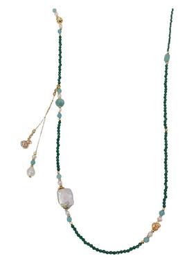 XMR新中式绿玛瑙珍珠毛衣链