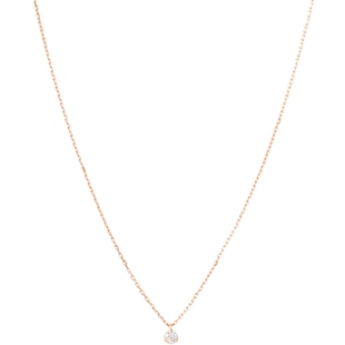 新年礼物agete/阿卡朵18K玫瑰金三爪5分钻石项链