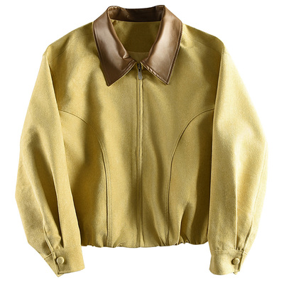 DIGBUTY旧时来信黄色麂皮短外套