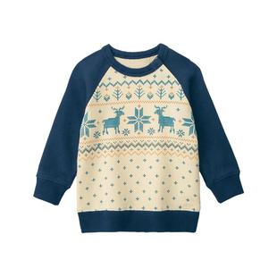 千趣会童装儿童2025春秋款男童卫衣工程车动物印花时尚纯棉套头衫