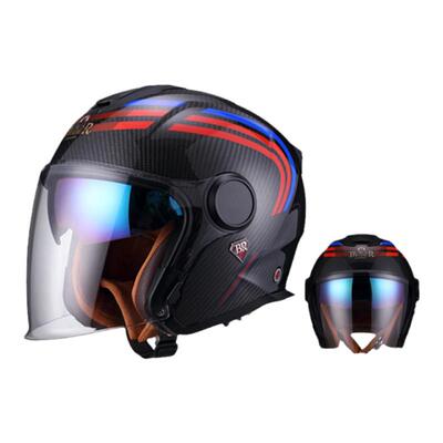 BR碳纤维玻璃钢四分之三盔男女