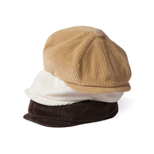 mrduck约克郡 复古老钱风灯芯绒报童帽女春秋氛围感穿搭前进帽子