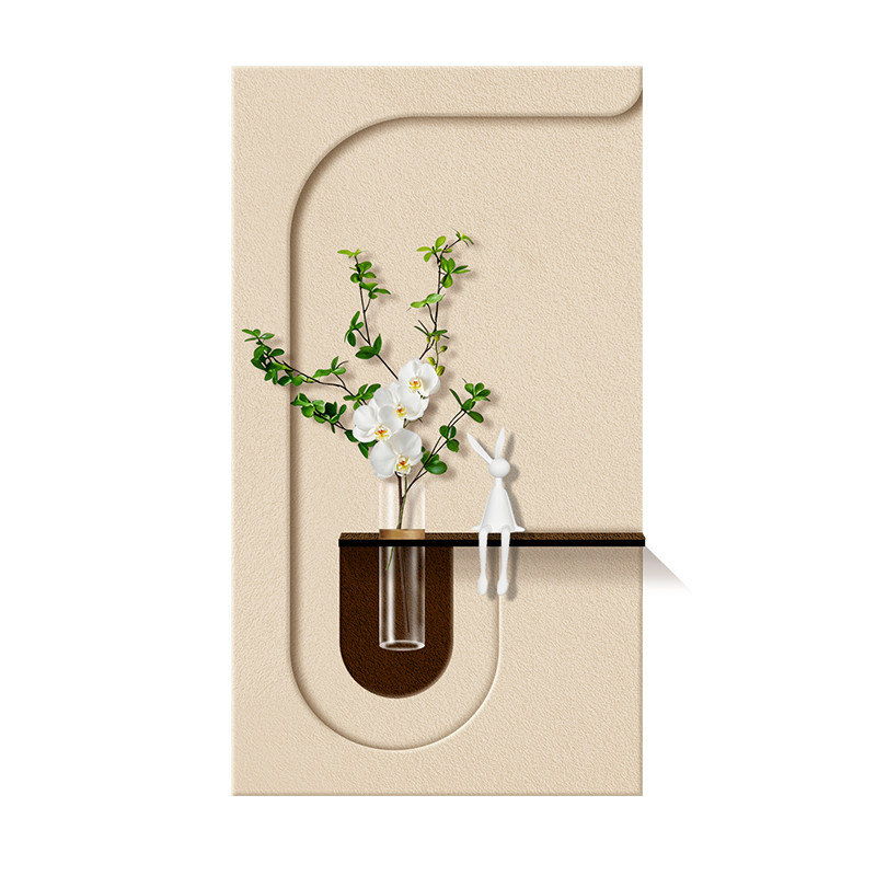 现代简约奶油风玄关绿植装饰画