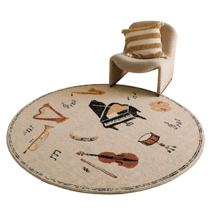 赛波斯「交响乐」无胶圆形地毯儿童房娱乐区防水抑菌琴房书房床边