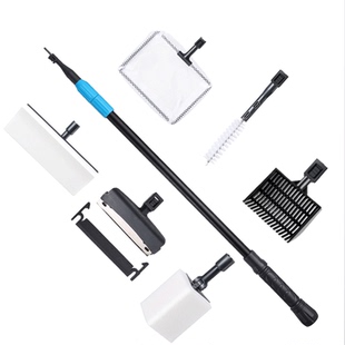 海童玻璃鱼缸清洗神器鱼缸清洁刷长柄刮藻刀无死角清洗工具鱼捞网