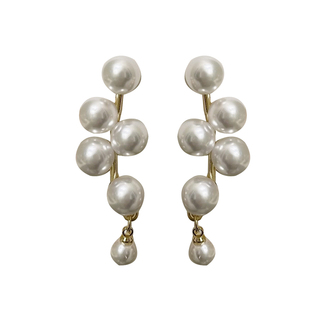 S925银针韩风气质优雅珍珠耳环甜美淑女长款耳钉ins风耳饰品4545