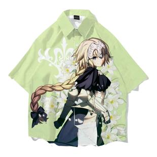 Fate 贞德 尼禄 saber 衬衫短袖宽松衣服青少年二次元痛衣绿色cos