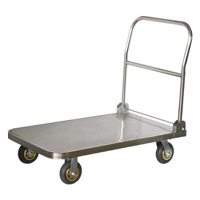 304不锈钢平板车周转拖车加厚静音便携移动摆摊家用搬运车手推车