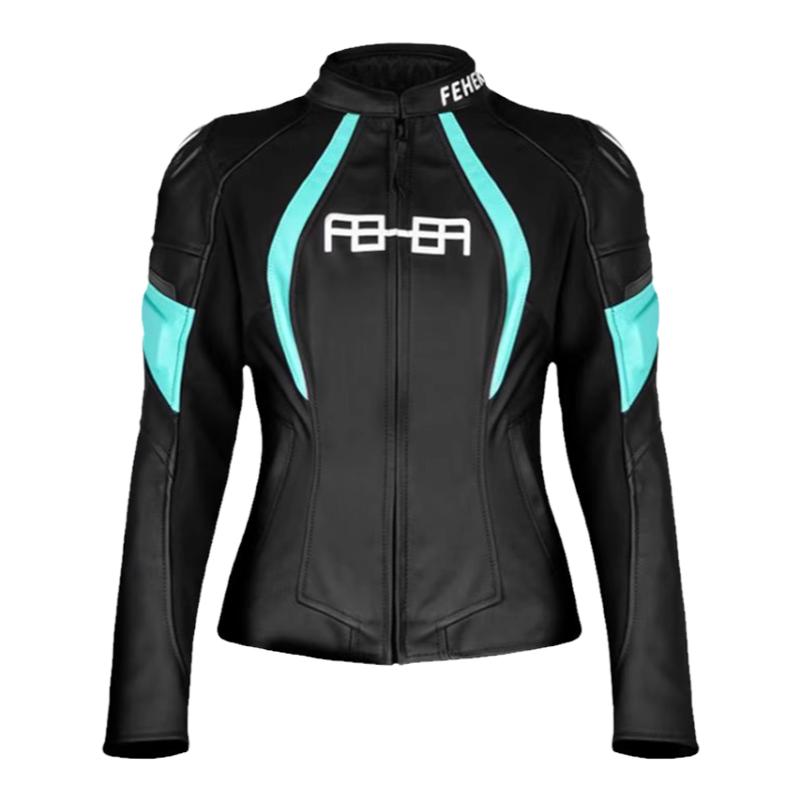 FEHER摩托车女士皮衣修身骑行服防摔牛皮机车服赛车服皮夹克四季