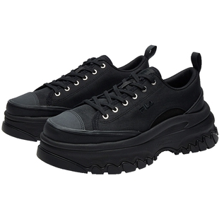 FILA斐乐官方LAVA帆布鞋女2026年春厚底板鞋低帮黑色休闲鞋小白鞋