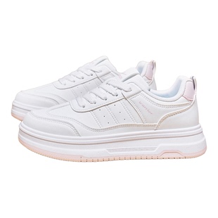 回力女鞋小白鞋厚底增高轻便软底防滑皮面平底不累脚白色休闲板鞋