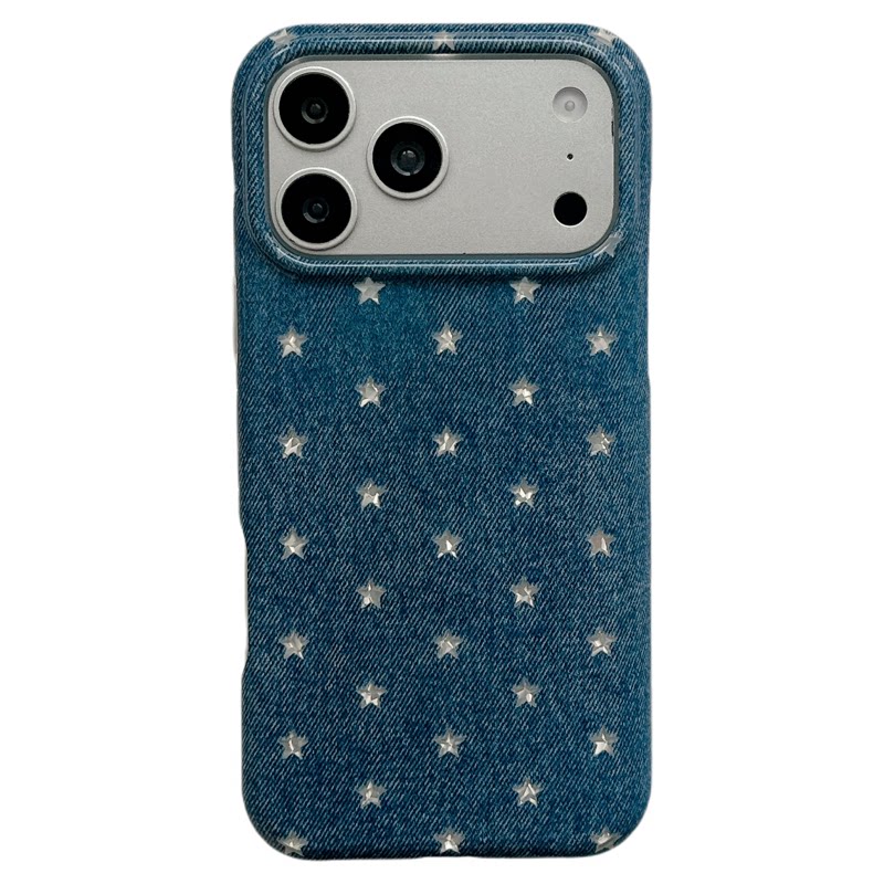 MoreRex日韩时髦牛仔蓝简约五角星适用苹果18手机壳iphone17promax新款18pro不撞壳15全包防摔保护套14女款16