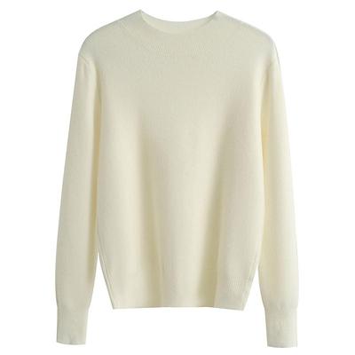 半高领打底衫女秋冬修身内搭长袖中领羊毛上衣白色针织黑色毛衣