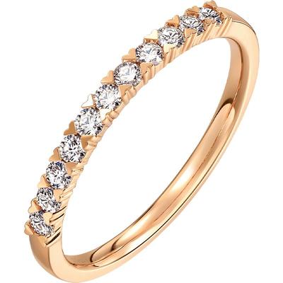 周生生18K排钻钻石戒指心形设计