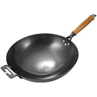 古臻匠平底老铁锅炒锅熟铁菜锅无涂层精铁不易粘锅家用电磁炉通用