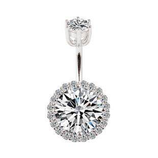 肚脐钉S925银纯银女镶锆石长短杆粗个性防过敏不敏感肚脐眼环性感