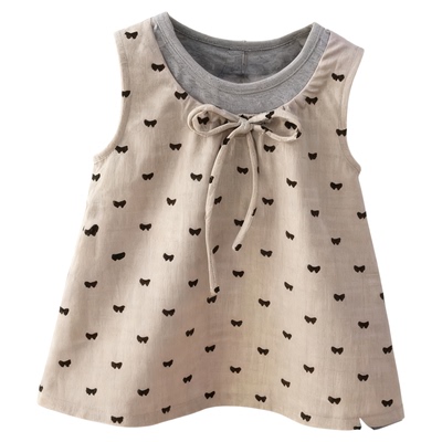 女童春秋夏季蝴蝶结背心裙子